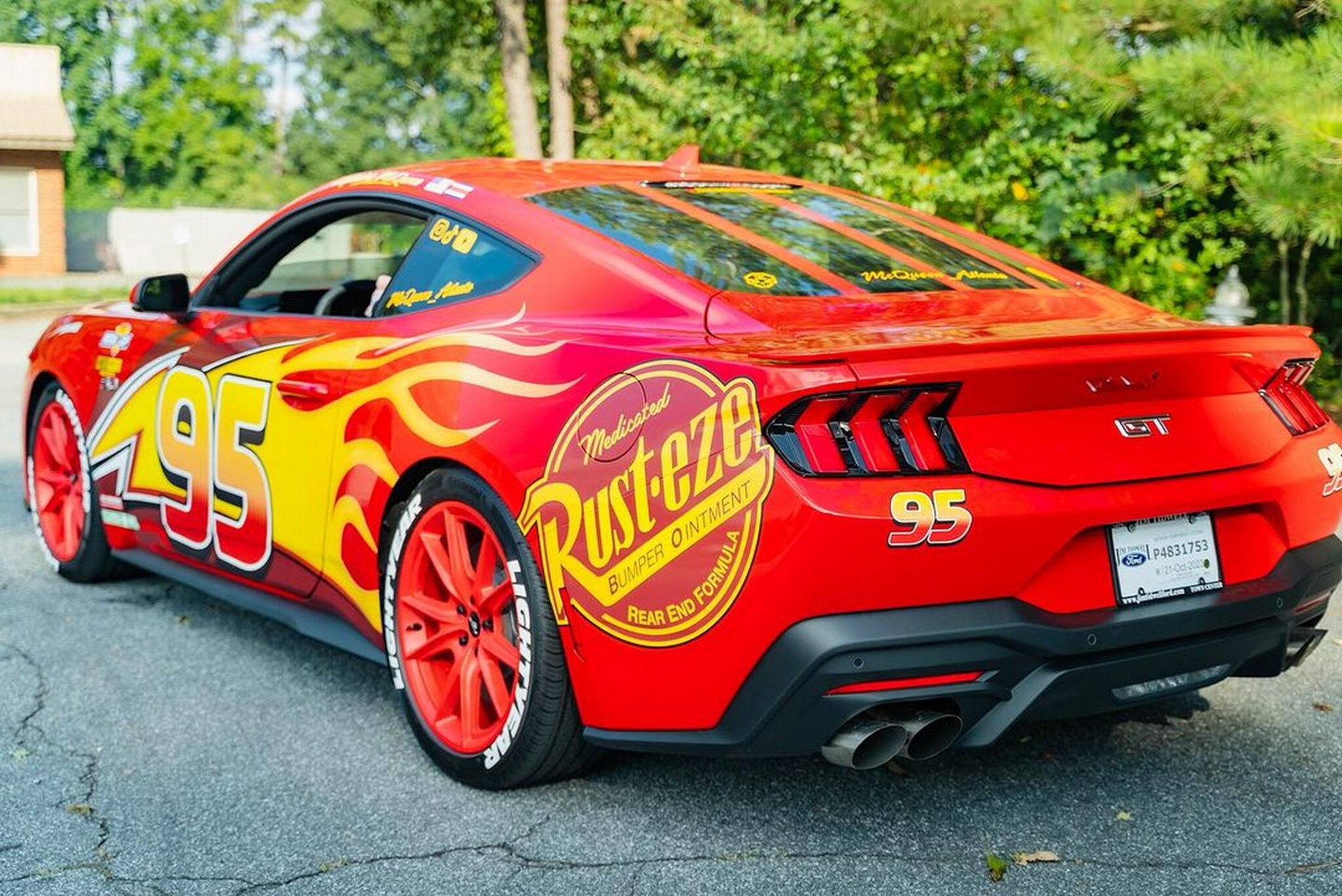 2024 Ford Mustang GT Transformed Into A Real Life Lightning McQueen   2024 Ford Mustang Lighting McQueen Atlanta 3 2048x1368 