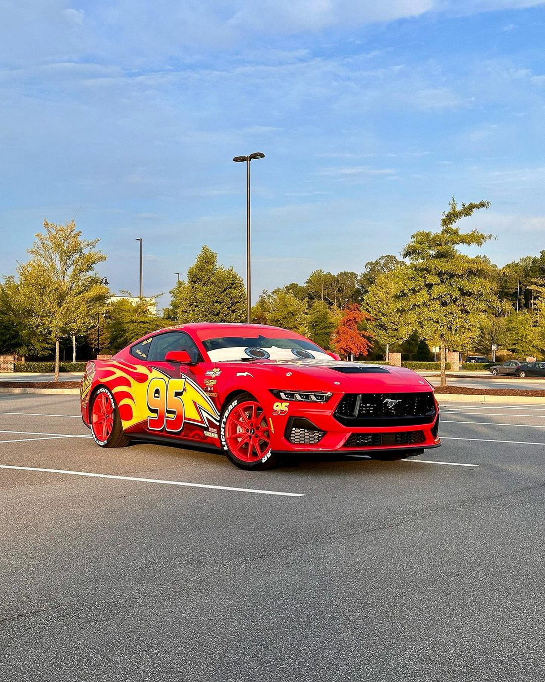 2024 Ford Mustang GT Transformed Into A Real Life Lightning McQueen   2024 Ford Mustang Lighting McQueen Atlanta 6 