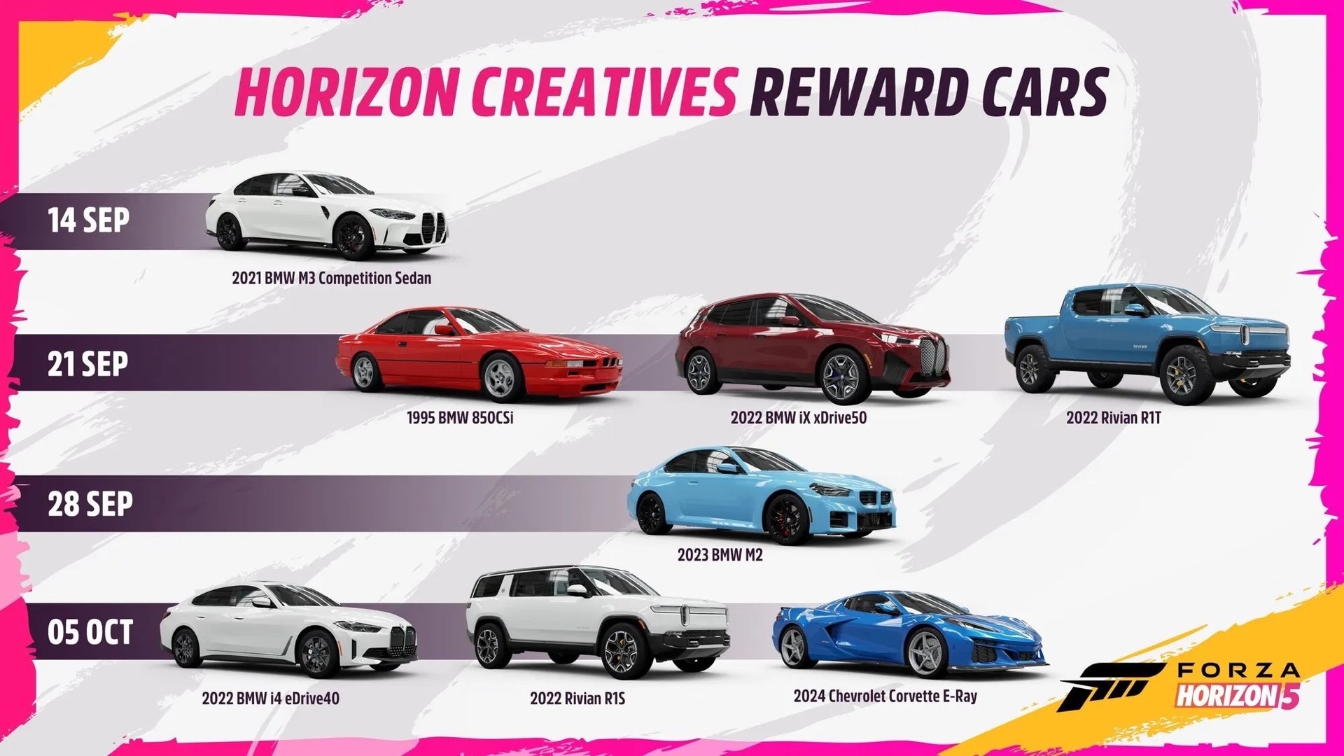 Forza Horizon 5's Latest Update Includes 5 New BMWs, 2 Rivians