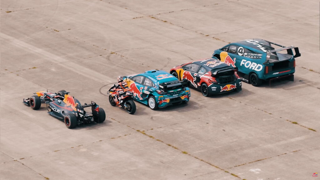  Red Bull Lines Up A Selection Of Race Machines To See Which Is The Fastest Through The Quarter-Mile