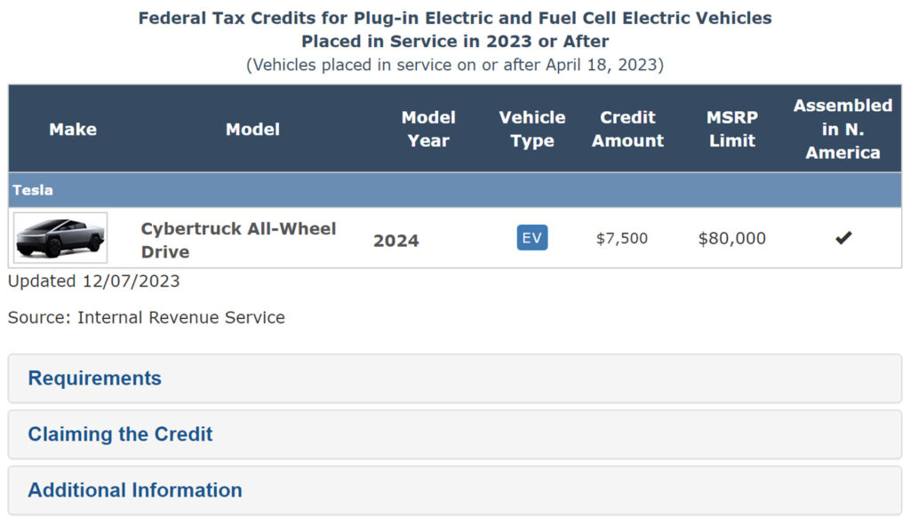     Le Cybertruck de milieu de gamme de Tesla est éligible à un crédit d'impôt complet de 7 500 $ pour les véhicules électriques, mais personne ne peut encore l'obtenir