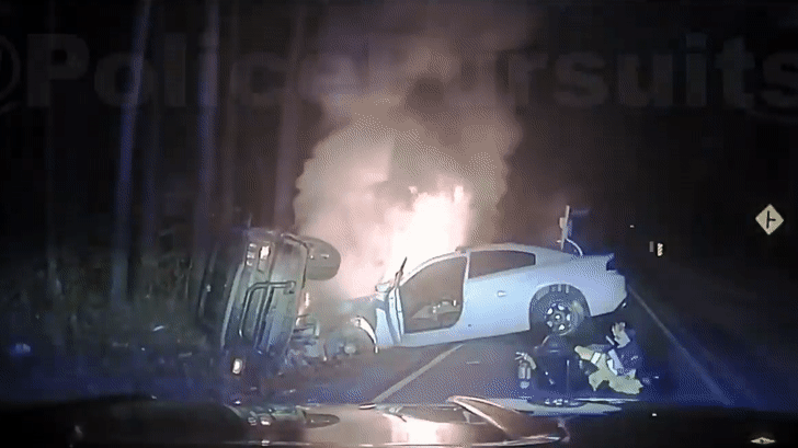 State Trooper’s Hot Pursuit Ends With Own Dodge Charger Going Up In Flames