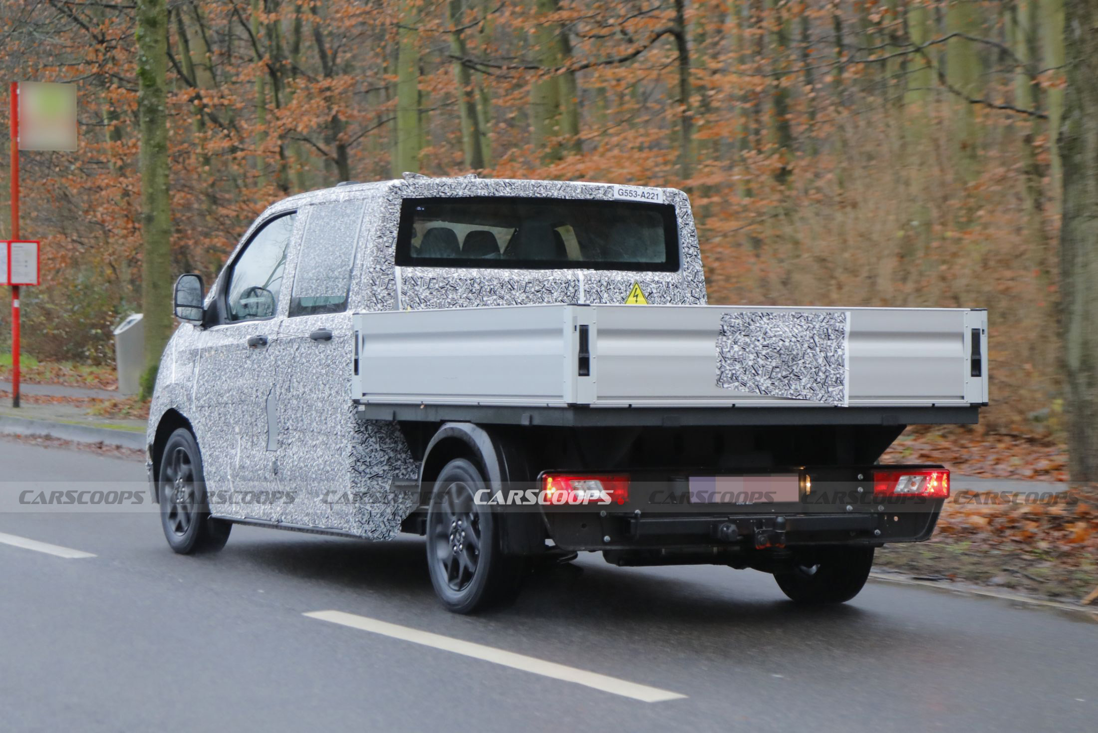 2025 VW Transporter T7 Spied In EV Form With A DoubleCab Flatbed Body