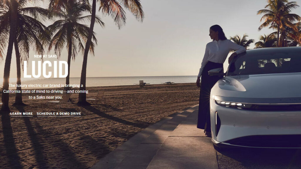     Voulez-vous essayer le Lucid Air?  Dirigez-vous vers Saks Fifth Avenue