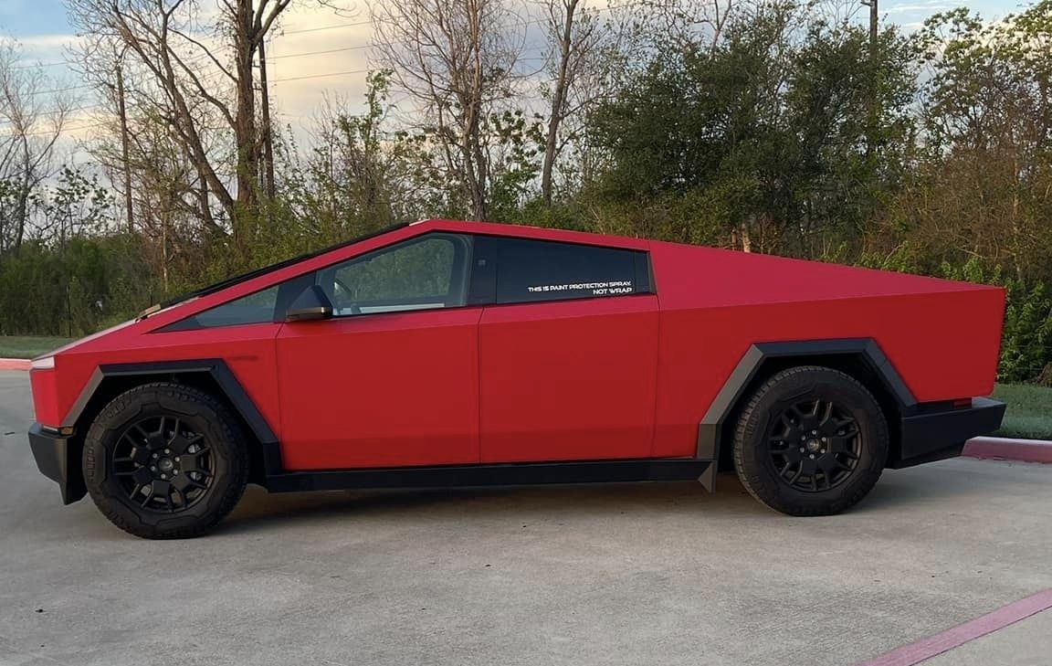 Ferrari Red Tesla Cybertruck Rocks A Sprayed-On Liquid PPF Paint Job ...