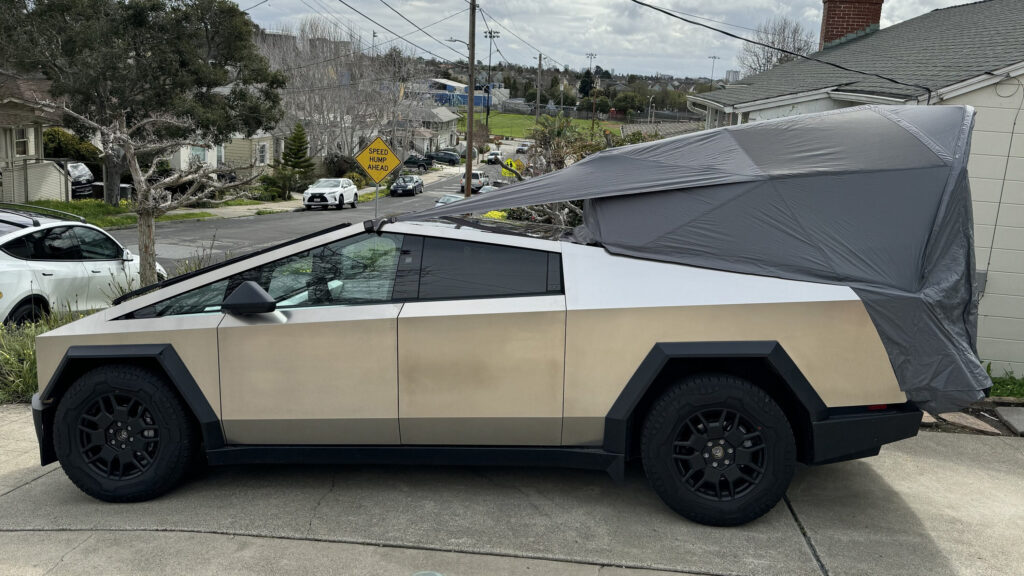  Tesla Cybertruck’s $3,000 Basecamp Tent Falls Short In Real Life