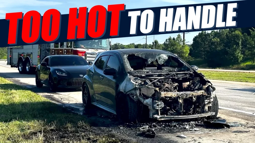  Toyota GR Corolla Erupts In Flames As Dashcam Captures It All
