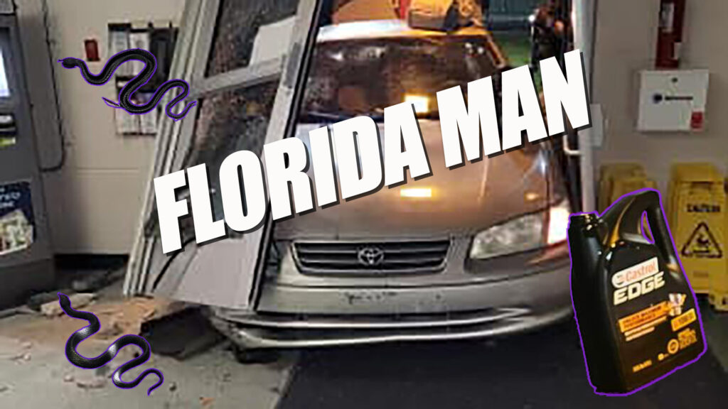  Half Naked Florida Man Drives Camry Into Jail, Attacks Cops With Rubber Snakes And Motor Oil