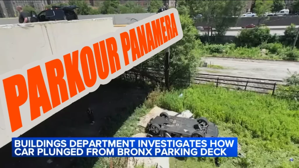  Porsche Flies Off NYC Parking Garage, Driver Nowhere To Be Found