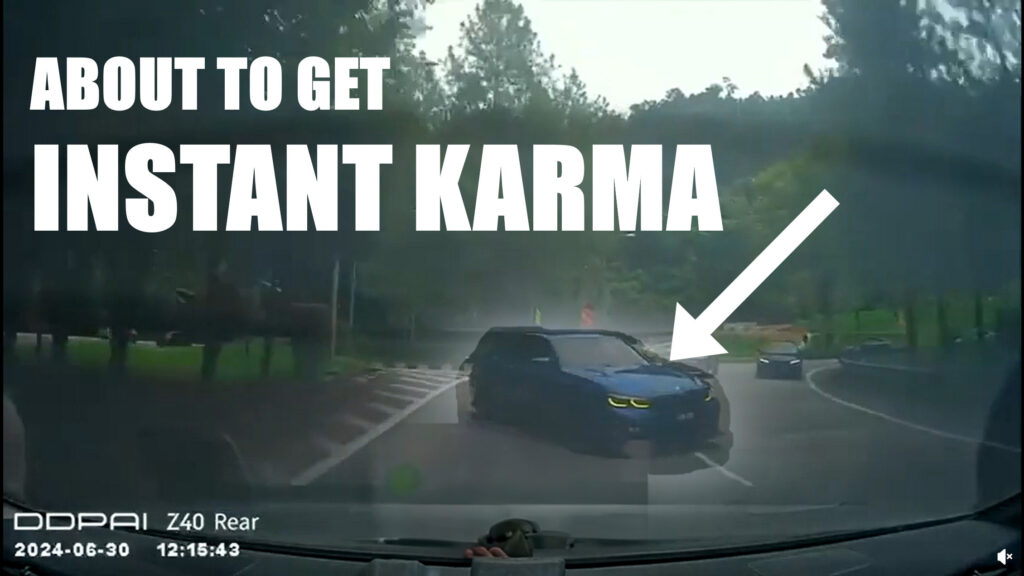  Watch This BMW Tailgater Eat Curb In Glorious Karma