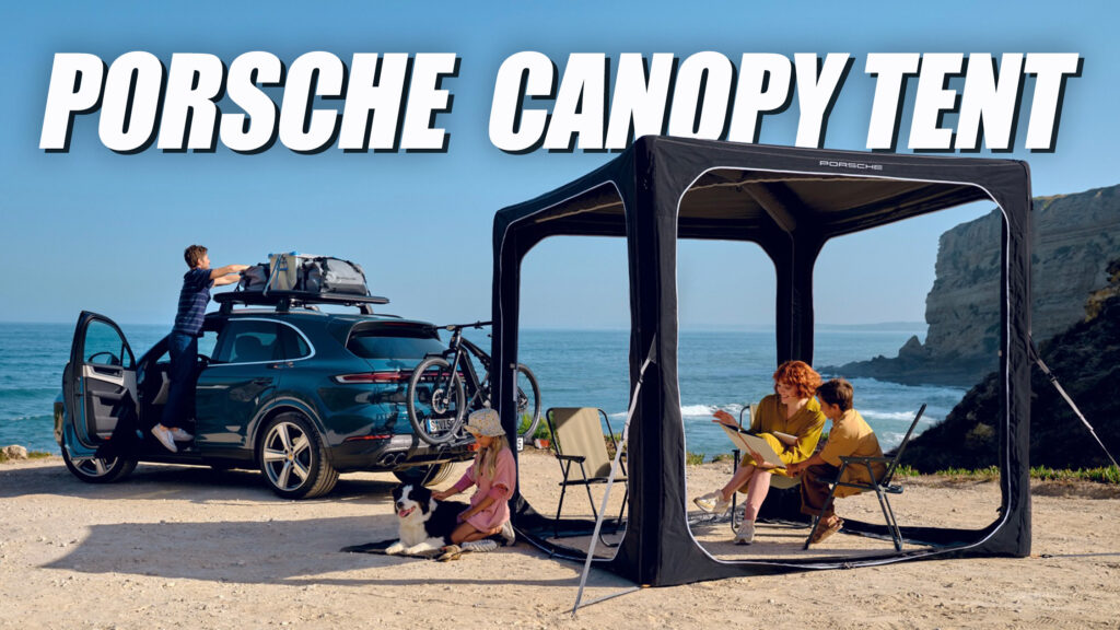  Porsche’s Canopy Tent Makes Picnickers Look Like A Weird Art Installation