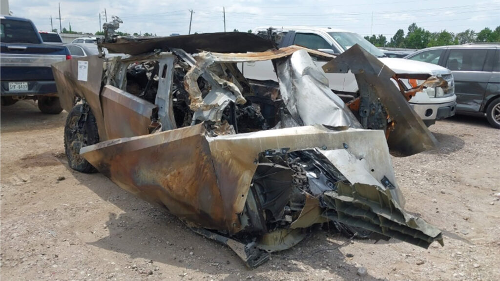  What Would You Do With This Burnt-Out Pile Of Steel That Used To Be A Tesla Cybertruck?