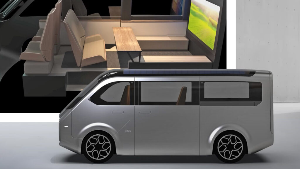  Sharp And Foxconn Team Up On An Electric Minivan With A 65-Inch Rear Display