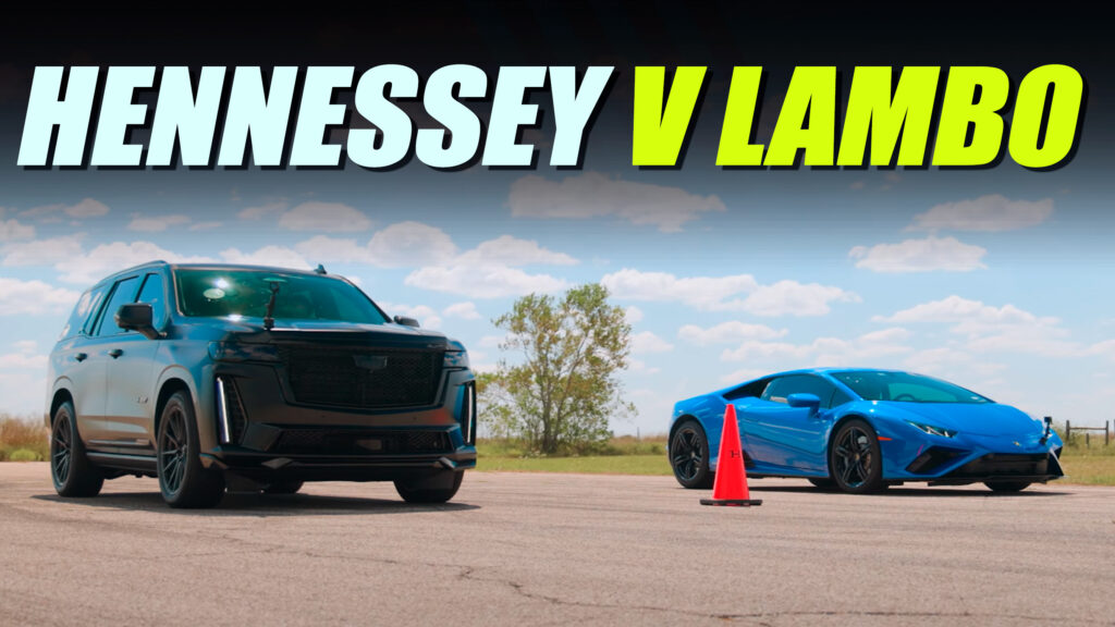  Hennessey’s 1,005 HP Cadillac Escalade-V Races Lamborghini Huracan, Can You Guess The Outcome?