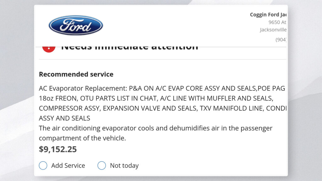  Ford Dealer Quotes $9,152 For AC Fix, More Than The Car’s Worth