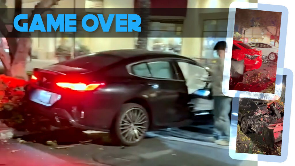  BMW M850i Exits Parking In Launch Mode And Crashes Into 4 Cars At Irvine Mall