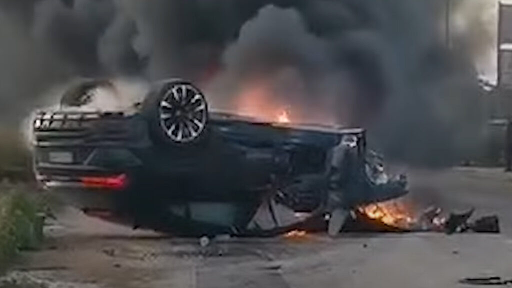  Lamborghini Crashes Into Fiat, Flips, Burns, And Wonders What Went Wrong